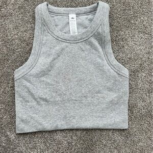 Alo Ribbed Gray sports bra top